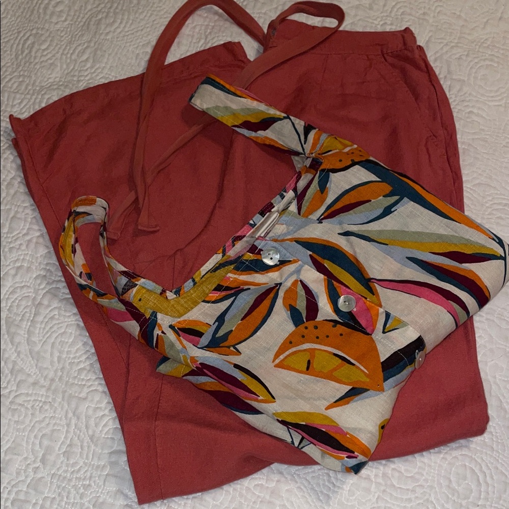 C&C California Multicolor Linen Top. A New Day‎ Linen Blend Draw String Pants.